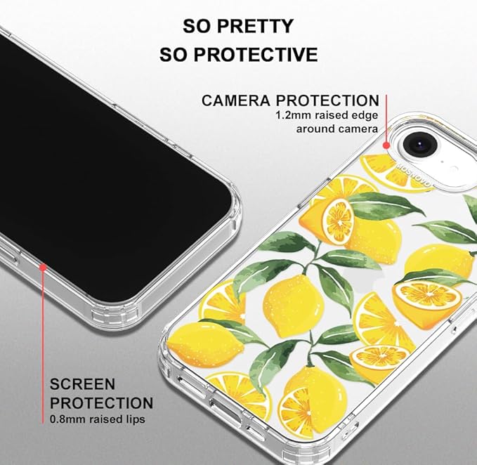 MOSNOVO for iPhone 17e Case/iPhone 16e Case, Shockproof Military-Grade Protection 6.6ft Drop Tested, Clear Phone Case for iPhone 16e / iPhone 17e, Lemon Design