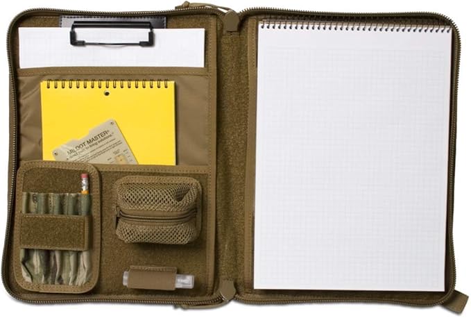 Tactical Notebook Covers Tactical Admin Notebook Cover System | Zippered Map Case | Fits US Standard Size Paper 8.5” x 11” & A4 Notebooks | Durable Field Organizer (Coyote Brown)