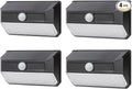 Home Zone Mesh Linkable Series 4-Pack Solar SMD LED Security Wall Pack Light, 800LM, Auto-Linking, 120°x26 ft Motion Detection, 3000L Warm White, 800 Lumens, Customizable 4-Channel Settings, Black