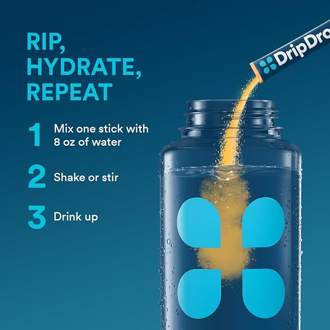 DripDrop Hydration Packets - Orange - Single Serve Electrolytes Powder Drink Mix - Non-GMO, Gluten Free, Vegan - 32 Sticks