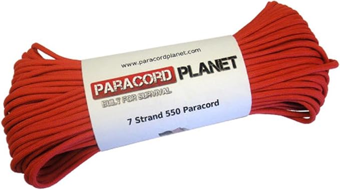 Paracord Planet Solid Color 550lb Paracord – 7 Strand Type III Nylon Cord for Indoor and Outdoor Tasks – Scarlet Red (100 ft)