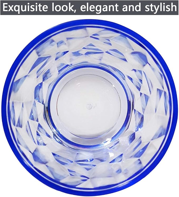 10 Oz Unbreakable Tritan Drinking Glasses Shatterproof Acrylic Glasses Drinkware BPA Free Hard Plastic Cups Reusable Kitchen Water Glasses Drinking Set of 12 (Blue)