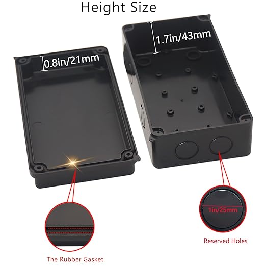 Electrical Box, Outdoor Waterproof Box IP65 Junction Box with Reserved Holes,ABS Plastic Project Box Power Cord Enclosure Black 7.9 x 3.4 x 2.8 inch(200x100x70mm)