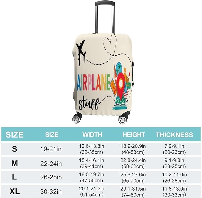 Airplane Travel Accessories Stretch Luggage Cover, Washable Suitcase Protector Fits 26-28in Cases, Secure Fit for Carry On Checked Bags, Travel Essentials