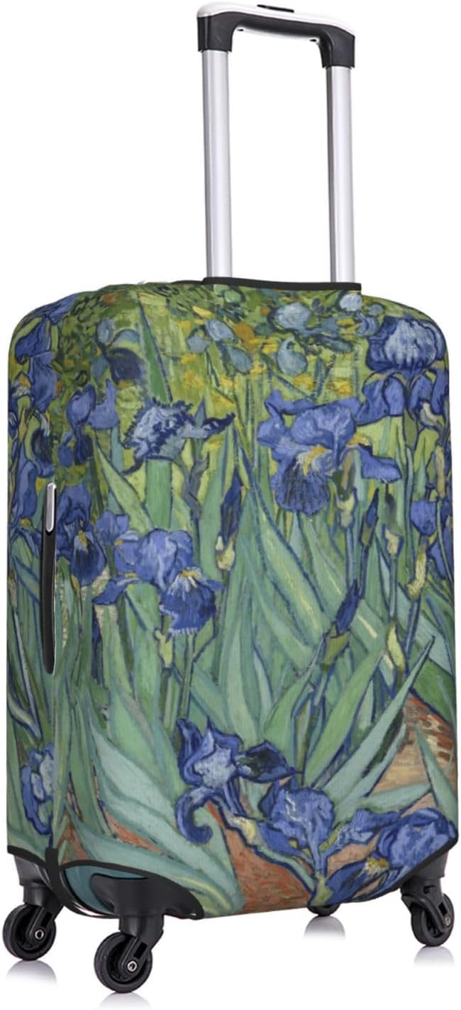 Van Gogh Irises Flower Luggage Cover, Elastic Suitcase Protector For Travel (Fits 18-21 Inch Luggage)