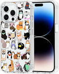 MOSNOVO Case for iPhone 14 Pro Max, [Buffertech 6.6ft Military-Grade Drop Protection] [Anti Peel Off Tech] Clear TPU Bumper Phone Case Cover Design - Cute Cats