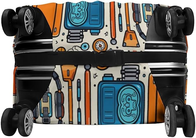 Airplane Travel Accessories Collection Stretch Luggage Cover, Washable Suitcase Protector Fits 19-21in Cases, Secure Fit for Carry On Checked Bags, Travel Essentials