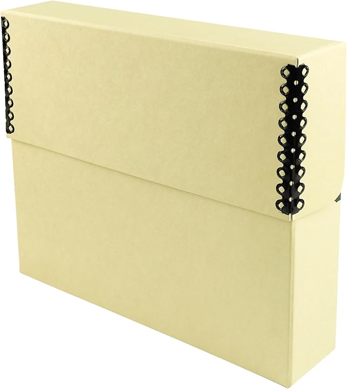Lineco Archival Document Storage Box with Metal Edge, Acid-Free Tan Boxboard, Organize and Store Files, Prints, Photos, Legal-Sized Case 15.5" x 10.5" x 2.5" Wide