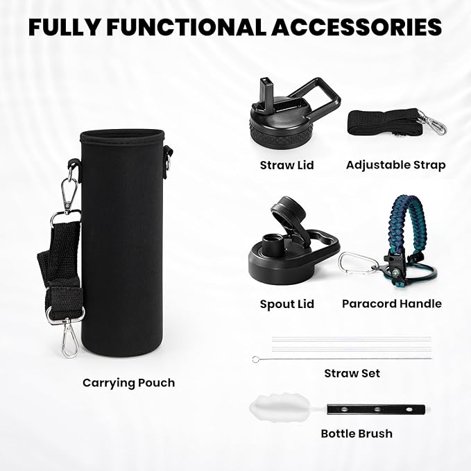 RAYMYLO Insulated Water Bottle 20 oz, Triple Wall Vacuum Stainless Steel (Cold for 24Hrs, Hot for 12Hrs), Leak Proof & Non-BPA, Kids Water Bottle Jug for School with Straw Spout Lids