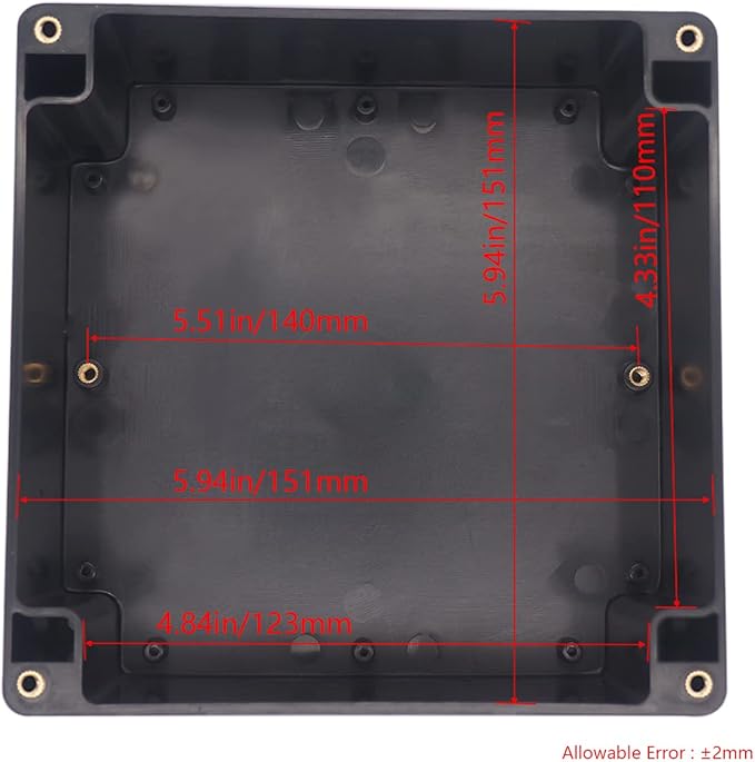 Project Box IP65 Waterproof Junction Box ABS Plastic Black Electrical Boxes DIY Electronic Project Case Power Enclosure 6.3x6.3x3.54 inch (160x160x90 mm)