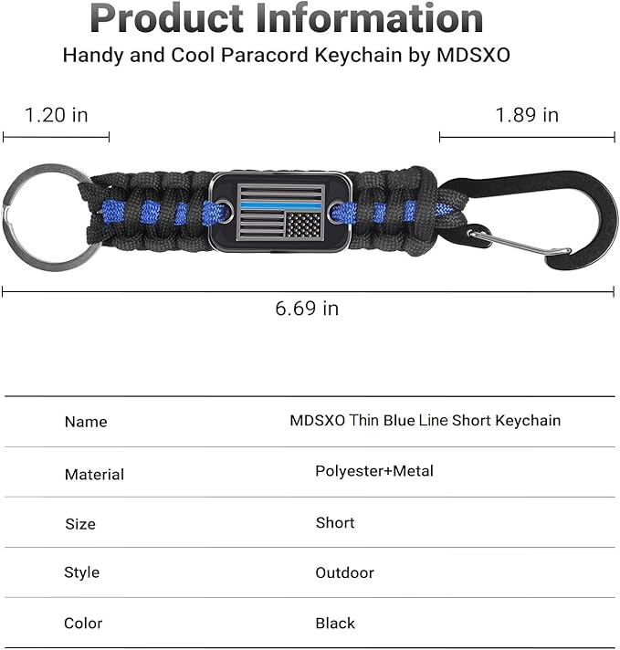 Thin Blue Line Paracord Key Lanyard for Men Long Neck Lanyard and Short for Keys with Cool USA Flag