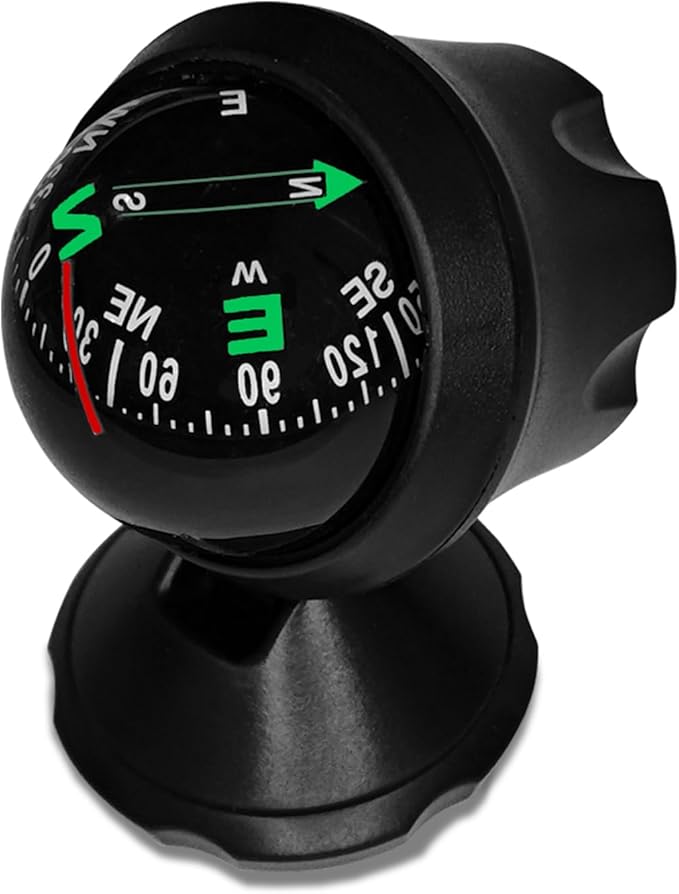 Compass for Car, Automotive Dashboard Accessories Car Compass Ball with Bottom Stick for Car Boat Jeep Off Road to Find Direction, Auto Compass Navigation Hiking Direction Pointing Guidance