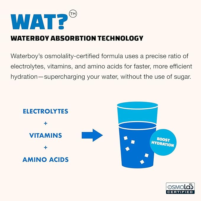 Waterboy Weekend Recovery | 3,200mg Electrolyte Powder Packets | Ginger + L-Theanine + Vitamins | No Sugar, All Natural, Gluten Free | Cherry Limeade
