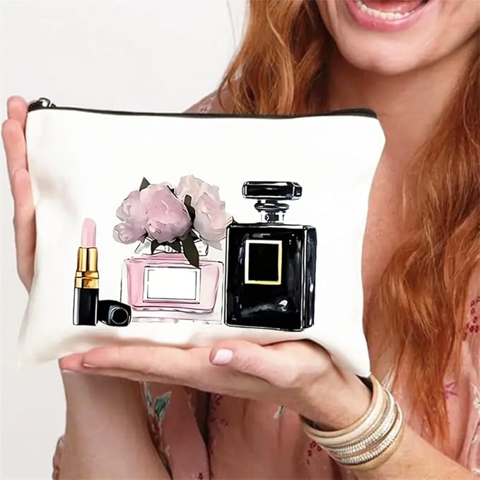 Fashionable Cosmetic Storage Bag，Adorable Printed Makeup Bag with Zipper - Spacious Cosmetics Case for Makeup Lovers - Gift for Friends, Girls, & Moms on Birthday (F0190)