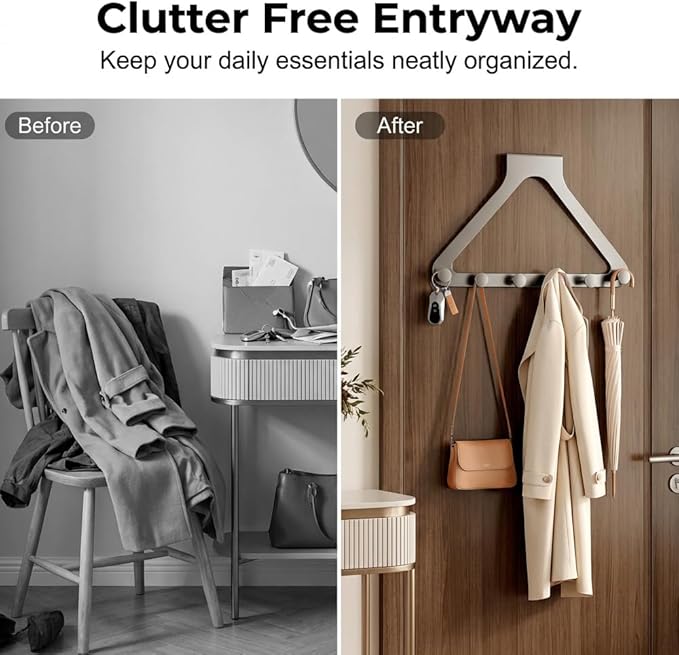 Over-The-Door Hanger Organizer, 2026 New Modern Over The Door Hanger Rack, Over Door Hook Heavy Duty Door Hanger Multi-Purpose Door Organizer for Home Office Bedroom Bathroom(Gray, 1pack)