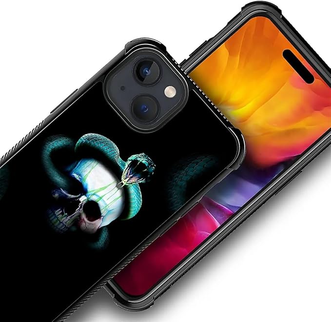 for iPhone 15 Case, Skeleton Winding Snake Pattern Graphic Design Girl Boy Soft Silicone Hard Acrylic Shock Protection for iPhone 15