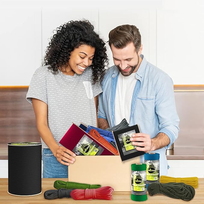 TECEUM Reflective Paracord Rope 1000 – 1000ft/200ft/100ft/50ft – 40+ Colors – Glow in The Dark – para Cord – Utility Rope for Survival, Hunting & Camping Gear – Nylon String, Camping Rope, Tent Cord