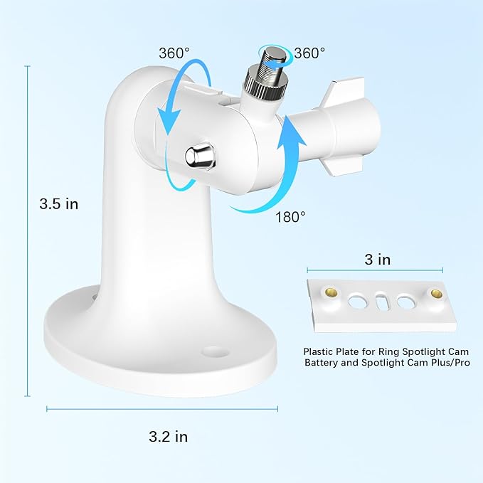 Wall Mount for Ring Spotlight Cam Battery and Ring Spotlight Cam Plus/Pro (Battery), 360°Adjustable Security Wall Mount Bracket for Ring Cam Indoor/Outdoor Use (Camera Not Included)