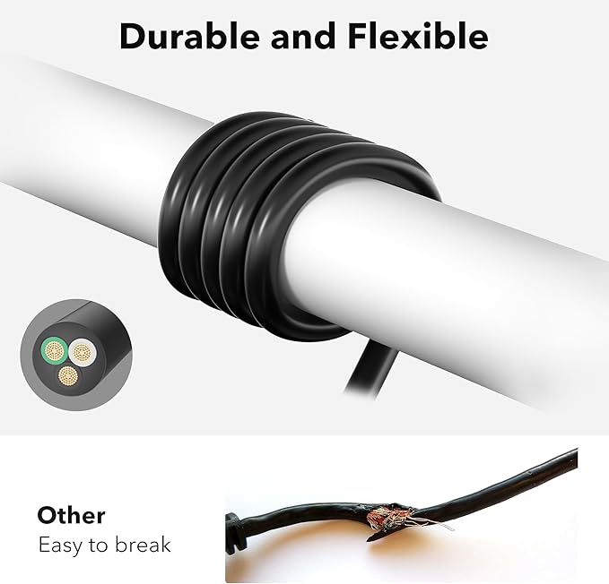 BN-LINK 15ft Indoor Outdoor Extension Cord 16/3 SJTW, 2 Pack, 3-Prong, Weather Resistant & Flame Retardant, Grounded Power Cord for General Use, ETL Listed