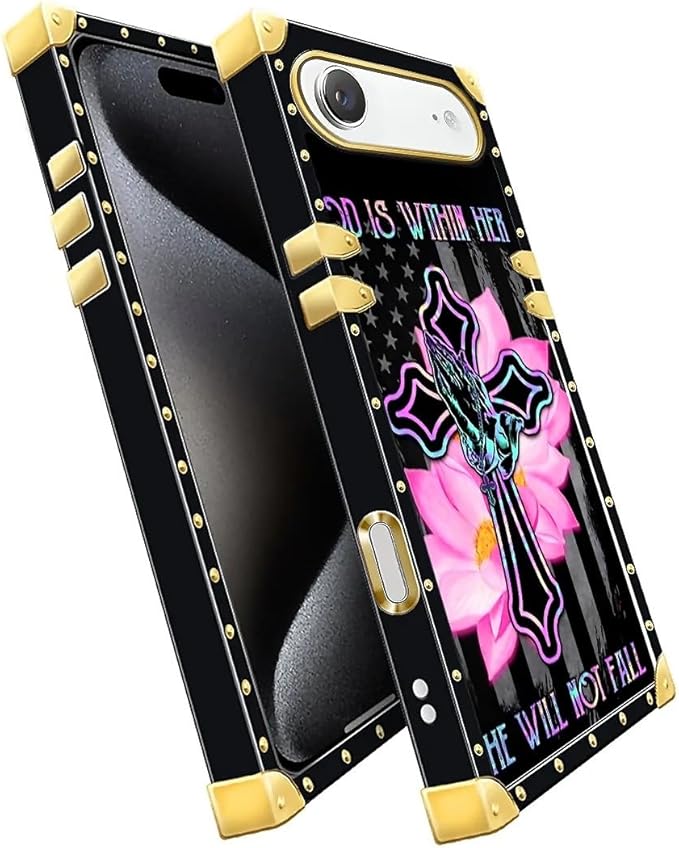 for iPhone 17 Air Case Luxury Golden Decoration for Girl Women Soft TPU Shockproof Protective Hard PC Back for iPhone 17 Air Crazy Pattern Praying Cross Hands