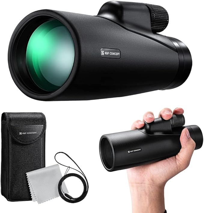 K&F Concept 12X50 HD Monoculars, Monoculars Telescope for Adults with BAK4 Prism & FMC Lens, Waterproof Monocular Scope with Dual Focus for Bird Watching Hunting Wildlife Hiking Traveling