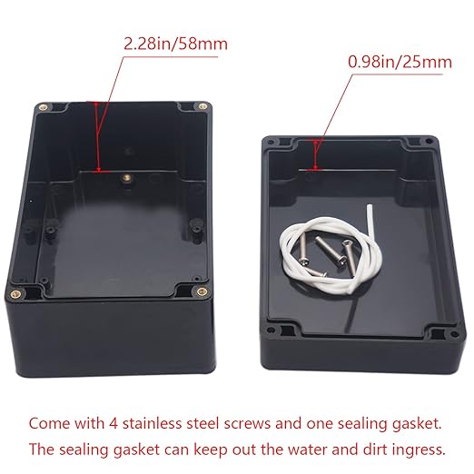 Project Box IP65 Waterproof Junction Box ABS Plastic Electrical Boxes DIY Electronic Project Case Power Enclosure 6.3x4.33x3.54 inch (160 x 110 x90 mm)