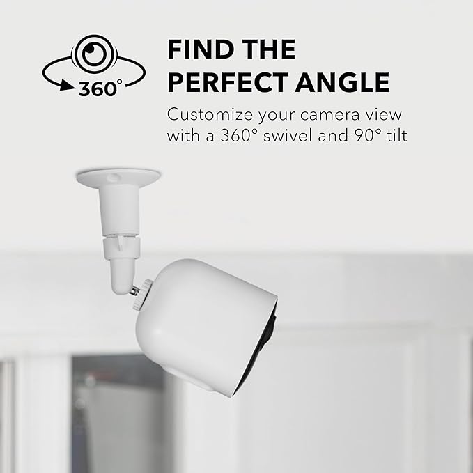 Wasserstein Adjustable Metal Wall Mount for Arlo Essential 3rd Gen/2nd/1st/Go 2/Arlo Pro (6th Gen)/Pro 5S 2K/Pro/4/3/Ultra (3rd Gen)/Ultra 2/Ultra & Ring Stick Up Cam (Battery/Plug-In) (3-Pack, White)