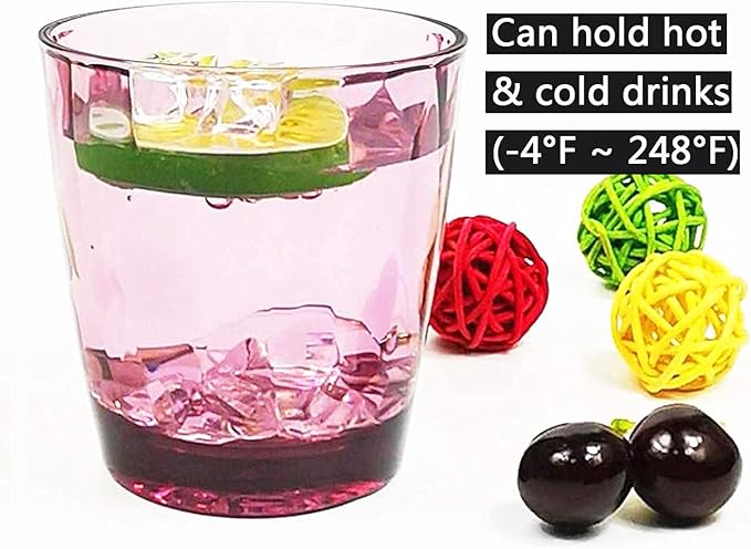 10 Oz Unbreakable Tritan Drinking Glasses Shatterproof Acrylic Glasses Drinkware BPA Free Hard Plastic Cups Reusable Kitchen Water Glasses Drinking Set of 8 (4 Colors)