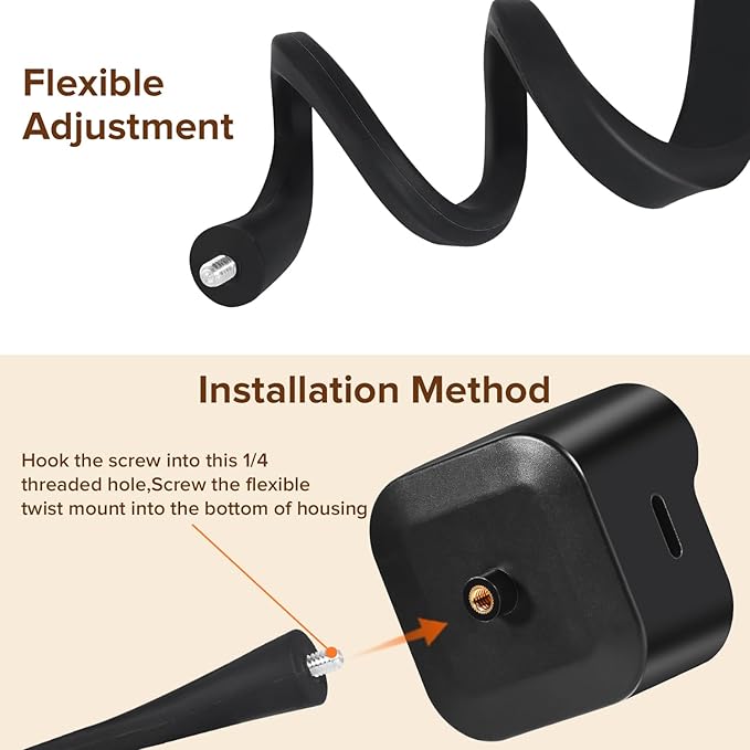 2Pack Flexible Twist Mount for All-New Blink Outdoor 4 (4th Gen) & Blink Outdoor (3rd Gen), Weatherproof Protective Housing with Charging Cutout and Gooseneck Mount for Blink Outdoor Camera