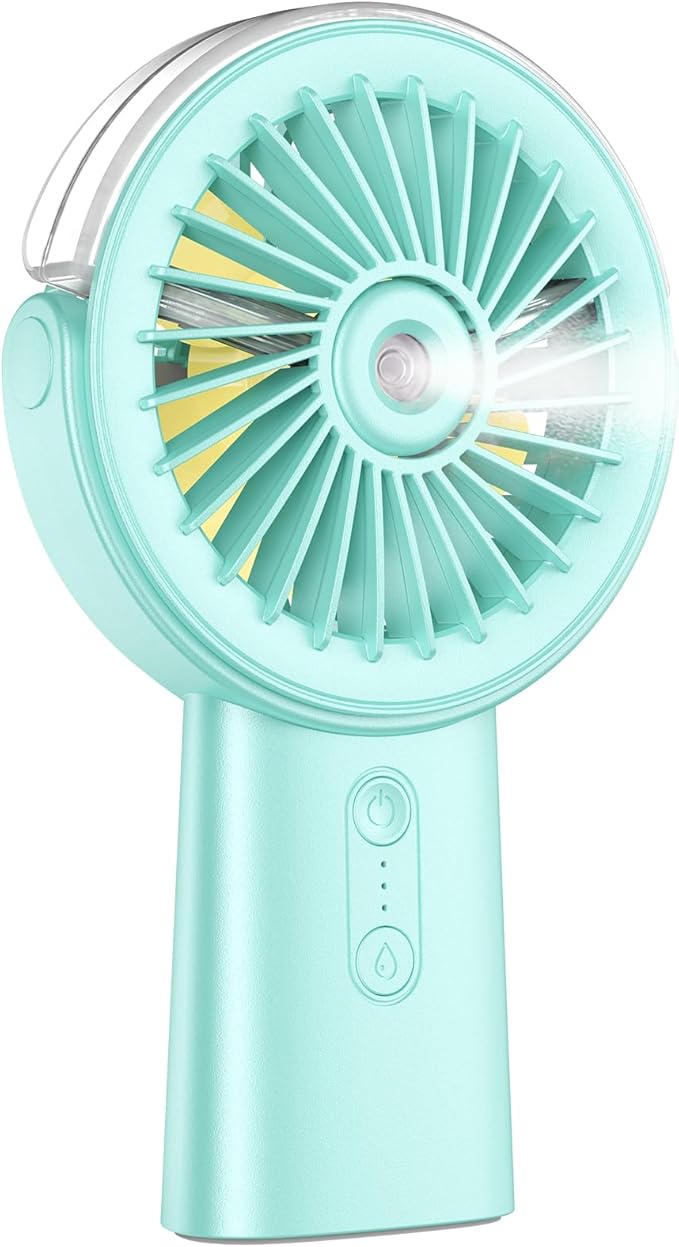 Otlonpe Handheld Misting Fan Portable, Small Personal Hand Held Rechargeable Mist Fan Water Spray, 4000mAh Battery Operated Hand Mister Fans 3-Speed, 4-15 Hrs Runtime for Travel Home Office Outdoor