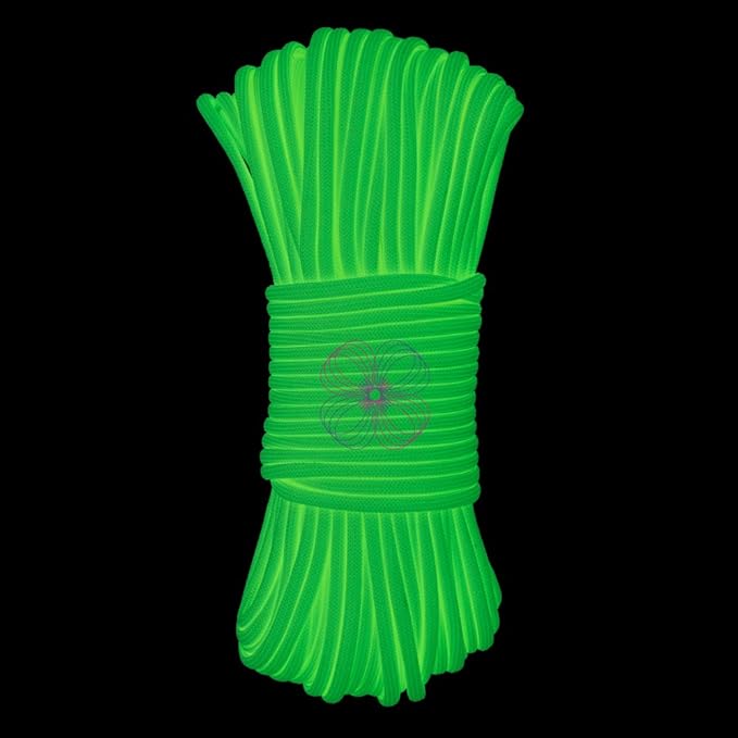 Craft County Glow in The Dark Zesty 21 Strand Luminous 550 Paracord – for DIY Bracelets, Lanyards, and Jewelry (Yellow, 100 Feet)