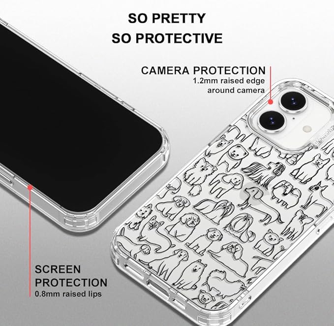 MOSNOVO for iPhone 17 Case | Military Grade 6.6ft Drop Tested | Camera Control | Clear with Doodle Dog Design