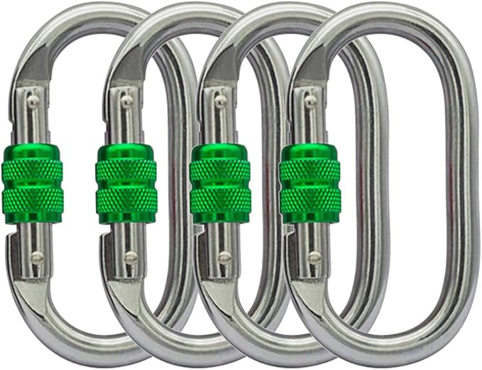 Heavy Duty Locking Climbing Carabiner Clip CE Rated 25 kN 5600 LB Rugged Terrain Approved Industrial Strength Twist Lock Carabiners Clips for Rigging, Ropes, Hammocks, Camping