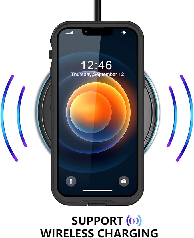Protebox for iPhone 12 Pro Max Waterproof Case with Built-in Screen Protector, Shockproof Dustproof Full Body Protective IP68 Waterproof Phone Case for iPhone 12 Pro Max 6.7 inch (Black/Clear)