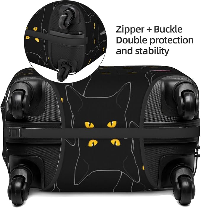 Black Cat Elastic Luggage Cover, Suitcase Protector For Travel (Fits 29-32 Inch Luggage)