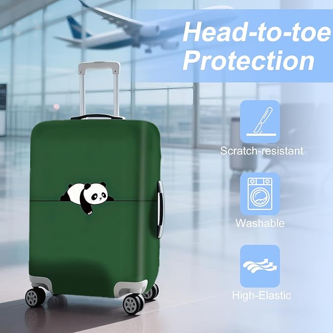 ANNA QUEEN Panda Travel Luggage Cover- Cartoon Cute Stretchable Airplane Suitcase Protector Sleeve,Universal Washable Fit for 28-30 Inch Checked Baggage,Water Resistant Durable Luggage Protector