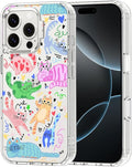 MOSNOVO for iPhone 16 Pro Case, Shockproof Military-Grade Protection 6.6ft Drop Tested, Clear Phone Case for iPhone 16 Pro, Doodle Cats Design