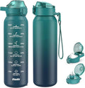SLUXKE 32oz Insulated Water Bottle with 2Lids(Straw Lid & Spout Lid), 1000ml Stainless Steel Water Bottle Double Walled Leakproof, Reusable Metal Bottle Keep Cold & Hot for Men, Women BLUE BLUE