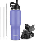 ABOTOCUP 32oz Black Water Bottle Stainless Steel, Keep Cold 24H&Hot 12H, Water Bottle with Straw&Spout Lids, Insulated Water Bottle Double Wall Vacuum, Fit in Any Car Cup Holder, Leak-proof BPA Free
