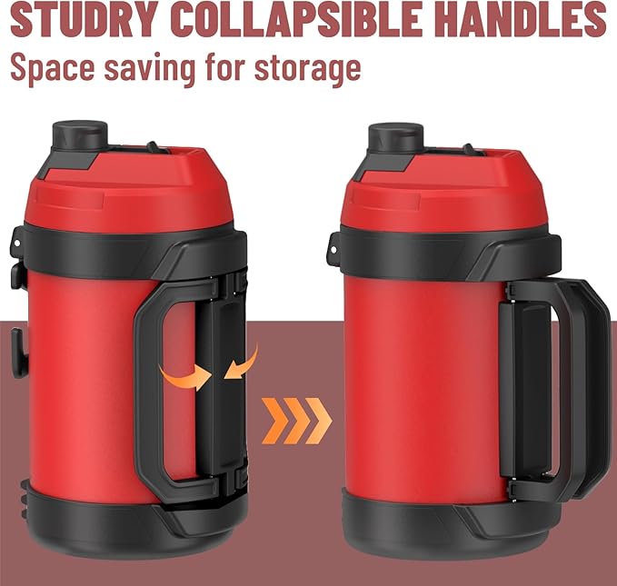 Zukro 1 Gallon Water Jug, One Gallon Large Triple Wall Insulated Metal Jug With Straw and Spout, No Sweat 128 oz Stainless Steel Sport Water Bottle Keeps Cold 48 Hours for Outdoors