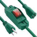 Outdoor Waterproof On/Off Switch Extension Cord, Heavy Duty 125v/250v Black SJTW Cord (35 Ft, Green)