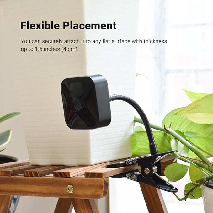 Holicfun Clip Mount for Ring, Blink, Eufy, Google Nest, Wyze, and Arlo Indoor Outdoor Cameras, 40cm Gooseneck Arm, Flexible Adjustment, Strong Clamp, Black
