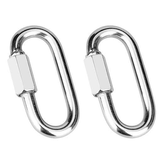 2 Pcs 3 Inch 304 Heavy Duty Stainless Steel Screw Chain Quick Links, 1540LB Capacity Carabiner Connector for Camping Outdoor Equipment Locking Hammocks Harness Leash