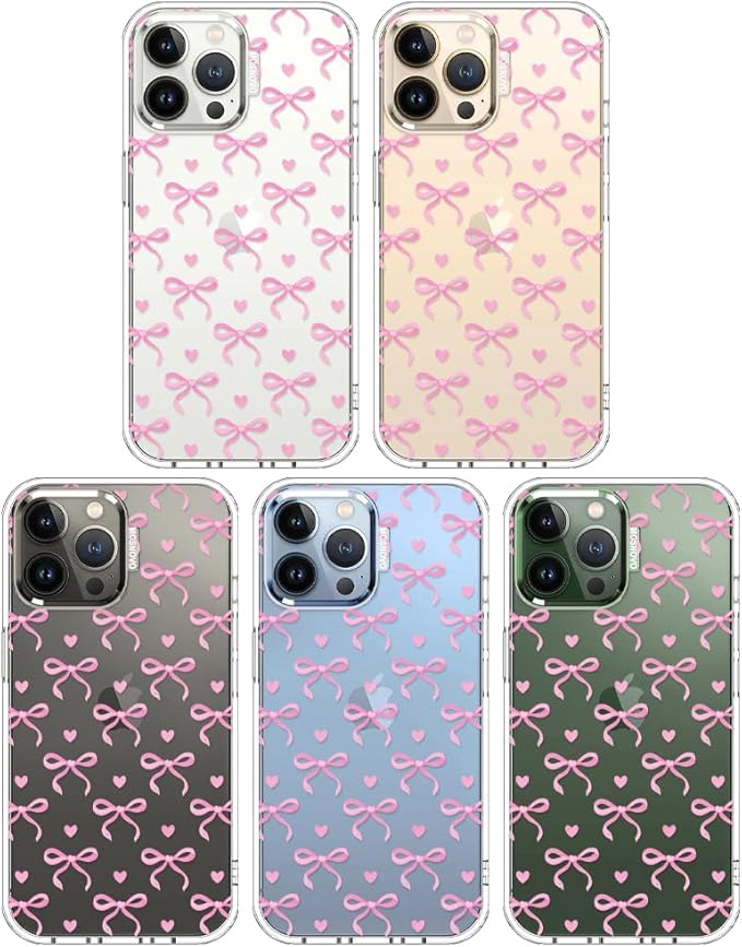 MOSNOVO Case for iPhone 13 Pro Max, [Buffertech 6.6ft Military-Grade Drop Protection] [Anti Peel Off Tech] Clear TPU Bumper Phone Case Cover Design - Bowtiful Love