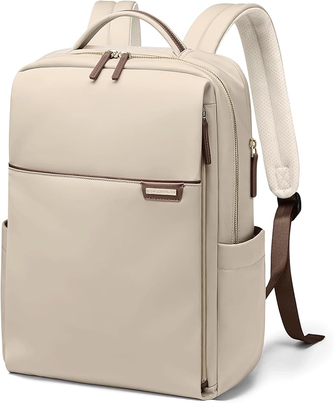 Laptop Backpack for Women, Work Business Traval Computer Backpacks with Laptop Compartment Waterproof Casual Daypack for Travel College,16Inch,Apricot