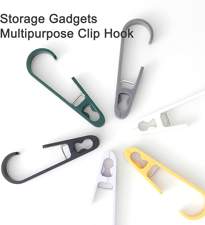 Multipurpose Hook Clips, 12Pcs Clothes Pins, Strong Large Plastic Clothes Clip Hanger, S Hooks for Shower Curtain