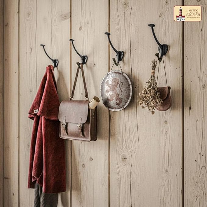 Mystic Colonial Cast Iron Wall Hooks – Set of 2 (4×3 in)