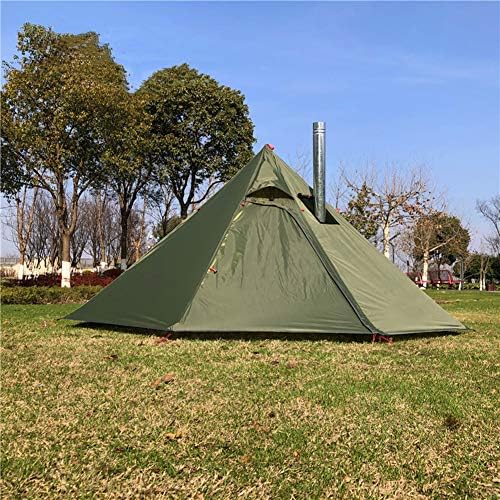 4 Person Backpacking Teepee Tent with Half MeshTent and Fire Retardant Stove Jack for Flue Pipes Height 7.2FT - Image 5