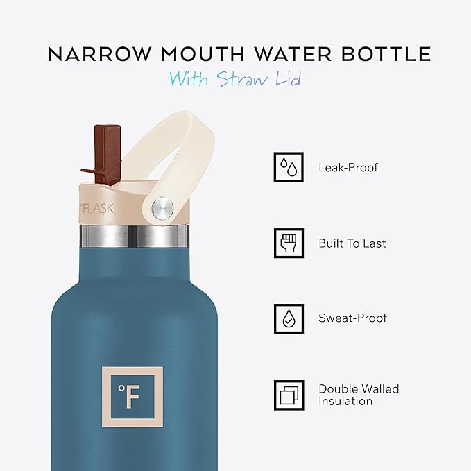 IRON °FLASK Camping & Hiking Hydration Flask with Straw, BPA-Free Insulated Stainless Steel Sports Water Bottle - 24 oz Dream Sunset