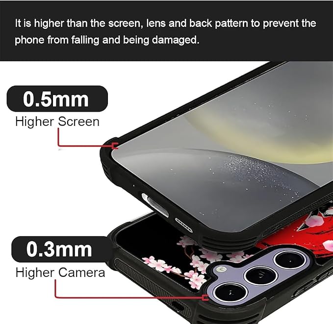 for Samsung Galaxy S24 S25 Case, Sakura Japanese Samurai Pattern Graphic Design Girl Boy Soft Silicone Hard Acrylic Shock Protection for Samsung Galaxy S24 S25